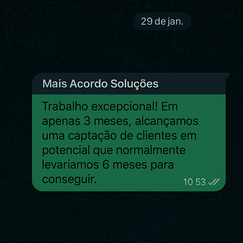 Depoimento de Mais Acordo Soluções - WhatsApp
